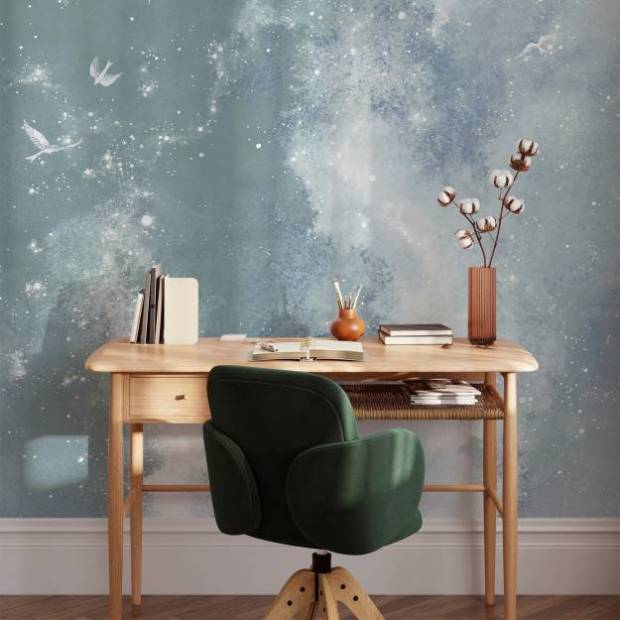 Papier peint Panoramique sur mesure Les amours de Lindou et l'aurore boréale