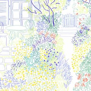 Papier peint Panoramique sur mesure Coin de Jardin