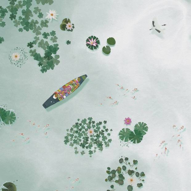 Papier peint Panoramique sur mesure Jardin Flottant