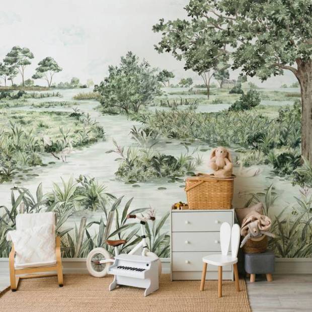 Papier peint Panoramique sur mesure Le Marais des aigrettes