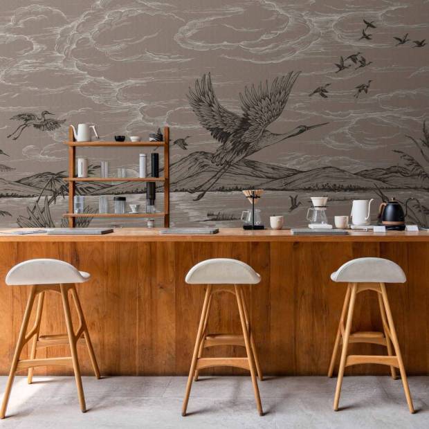 Papier peint Panoramique Heron's Poetry en intissé