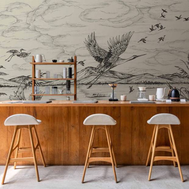 Papier peint Panoramique Heron's Poetry en intissé