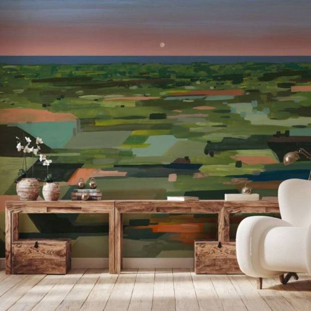 Papier peint Panoramique sur mesure en Intissé Mosaique de Champs