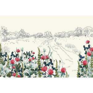 Papier peint Panoramique sur mesure Fleur de Trèfle intissé