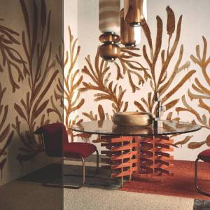 Papier peint Panoramique Algues dorées