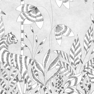 Papier Peint Panoramique Paradis Des Tigres Grisailles